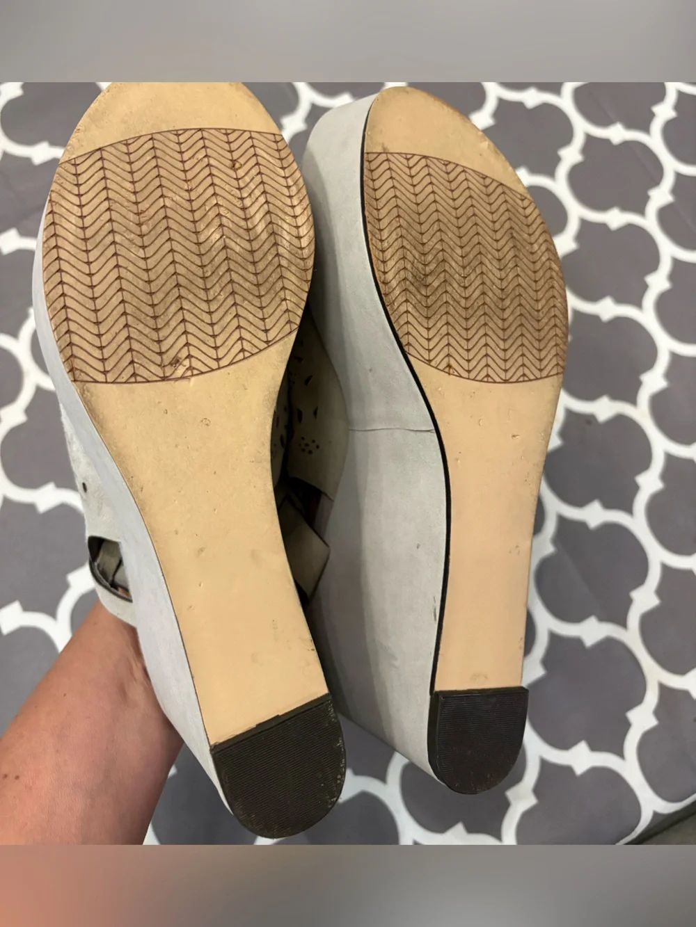 Naked Feet Pegasi laser-cut suede platform leather wedge sandals